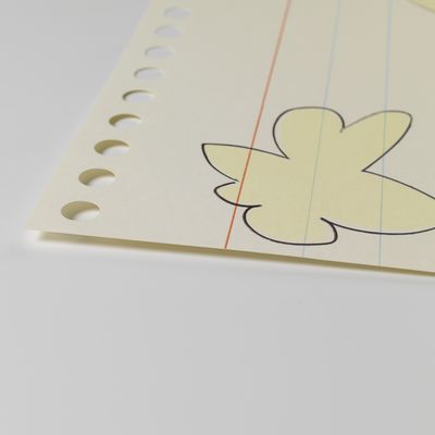 Print that looks like notebook with drawing of character, Up To You by Javier Calleja - detail shot