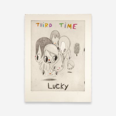 Eight children's heads bunched together with the text 'THIRD TIME LUCKY' wrapped above and below them