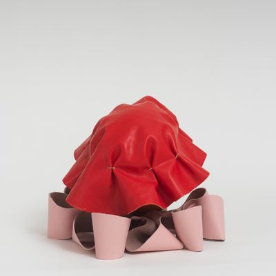Soft sculpture of leather and cloth, Poppy by Tau Lewis