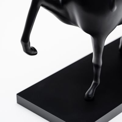 Cleon Peterson sleek black bronze horse sculpture in a small size