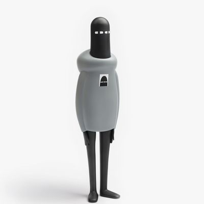 a figure in black and grey colour titled Standing with LUV by LY - side view