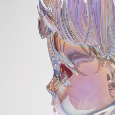 side profile of dichroic bust with eyes