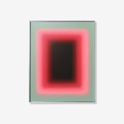 Dark shape gradient fading into bright pink and mint green, Schein Blossom by Jonny Niesche