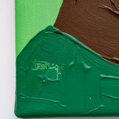 detail of a green and brown impasto painting