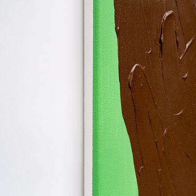 detail of a green and brown impasto painting