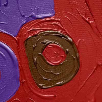red impasto semi-abstract portrait close-up