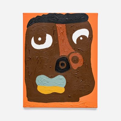 brown and orange impasto portrait by Isshaq Ismail