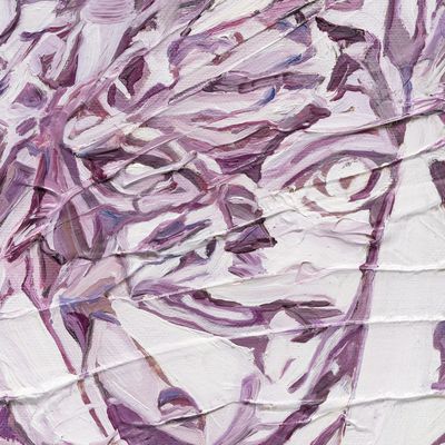 manga esque portrait rendered in purple and white