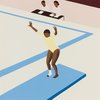 Square painting of a gymnast