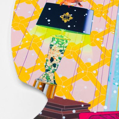 a detail of a colourful patterned interior print by Tomokazu Matsuyama