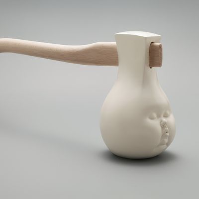 Human head with handle sticking out like axe, Fight for a Dream by Johnson Tsang