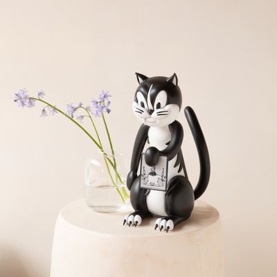 In Situ comp of black and white cat next to flowers