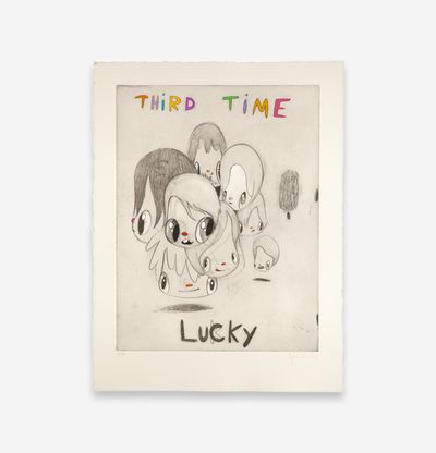 Eight children's heads bunched together with the text 'THIRD TIME LUCKY' wrapped above and below them