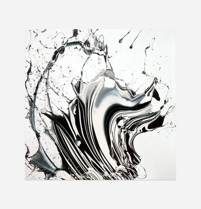 Abstract print of swirling monochrome colours