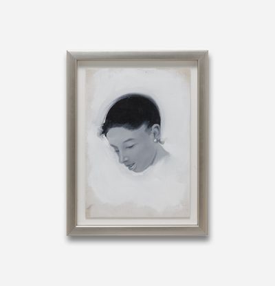 monochrome portrait of a woman with short black hair