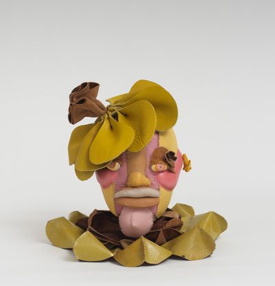 Soft sculpture of leather and cloth, Primrose by Tau Lewis
