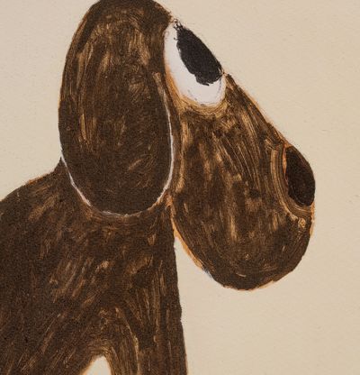 cute brown dog looking up