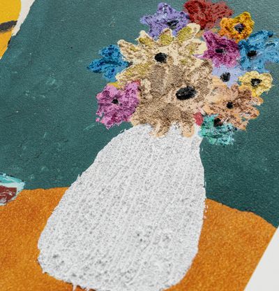 detail shot of a textured flower vase