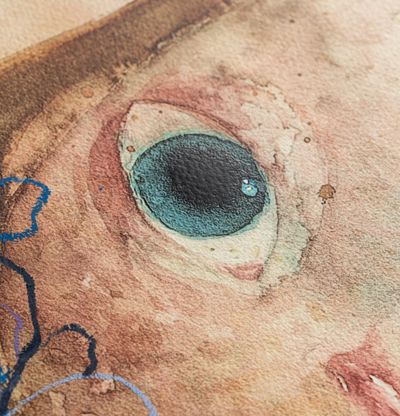 Watercolour blue eye detail
