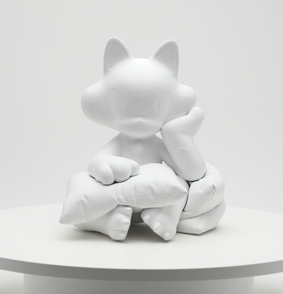 TIDE white cat sculpture