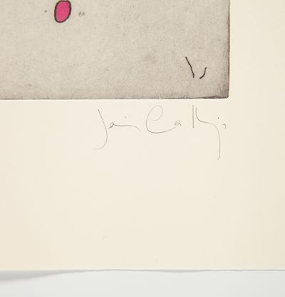 detail of an signature on print by Javier Calleja - close up