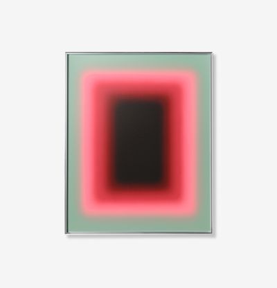 Dark shape gradient fading into bright pink and mint green, Schein Blossom by Jonny Niesche