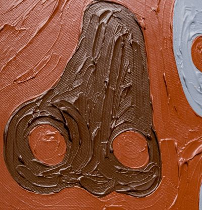 detail of a brown impasto portrait