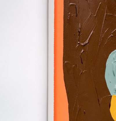detail of orange and brown impasto painting