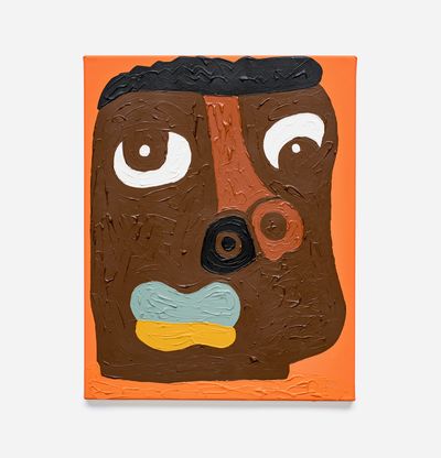 brown and orange impasto portrait by Isshaq Ismail