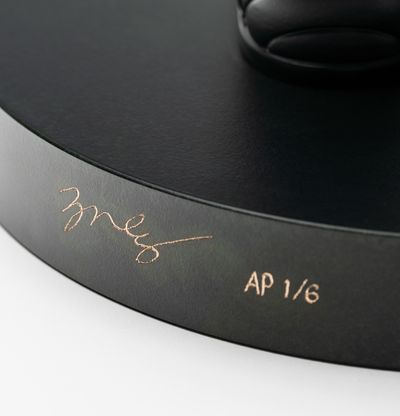 Signature and AP number engraved in bronze on base of sculpture