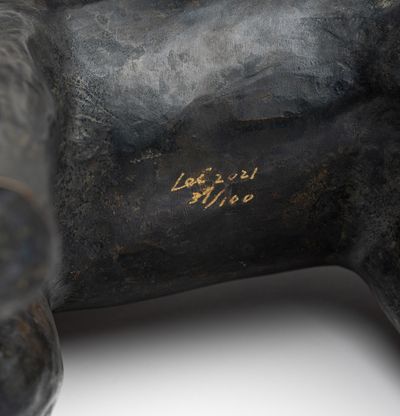 close-up detail of a horse sculpture