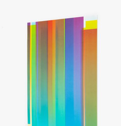 print with gradient color blocks by Felipe Pantone - side view