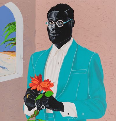 a man in suit holding a flower, View of Yoei William by Otis Kwame Kye Quaicoe - unframed
