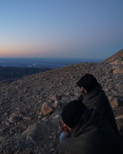 Local tourists watching the sunrise on Mount Nemrut