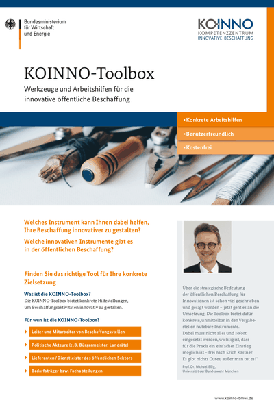 Die KOINNO-Toolbox bietet Werkzeuge und Arbeitshilfen für die innovative öffentliche Beschaffung