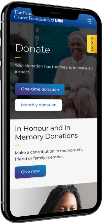 A phone with the donate screen
