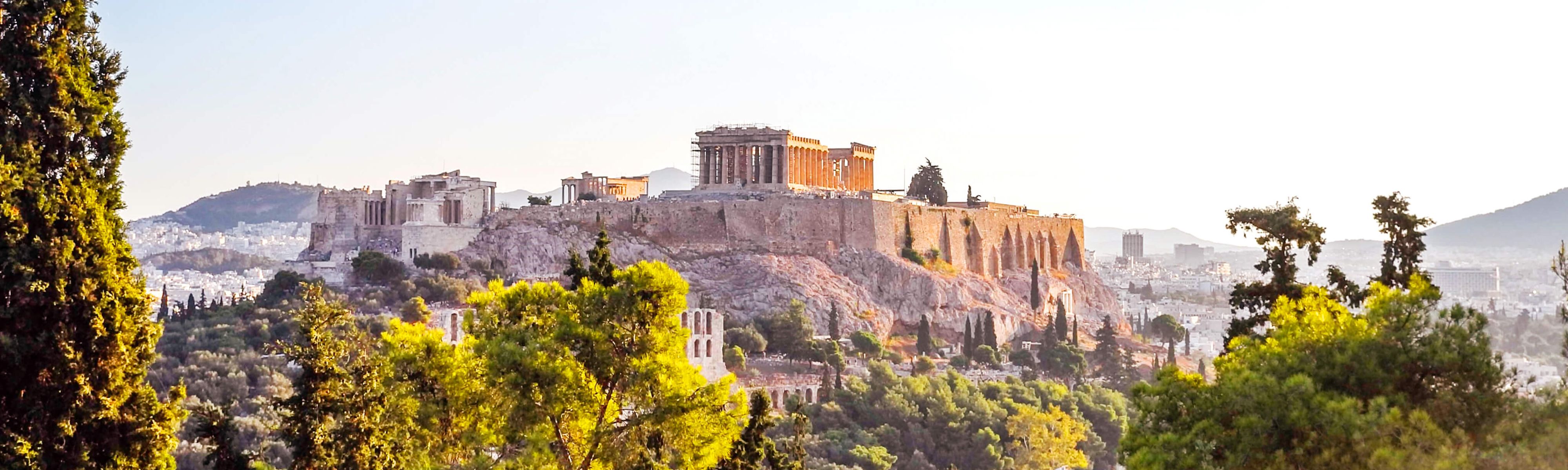 acropolis at sunrise in athens greece