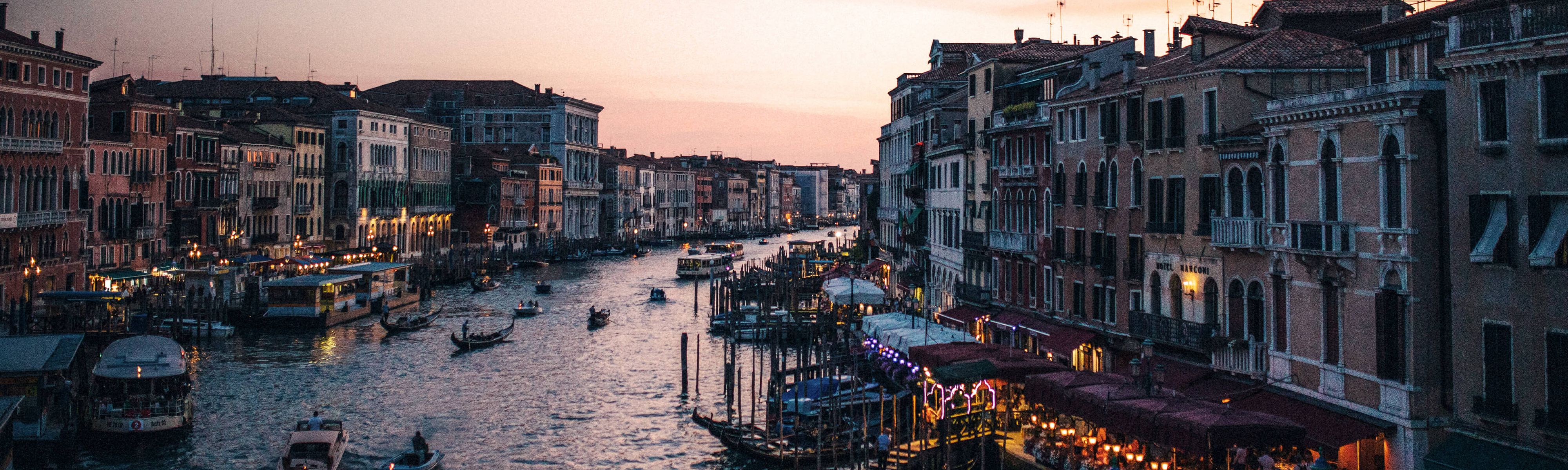 the grand canal of venice at evening