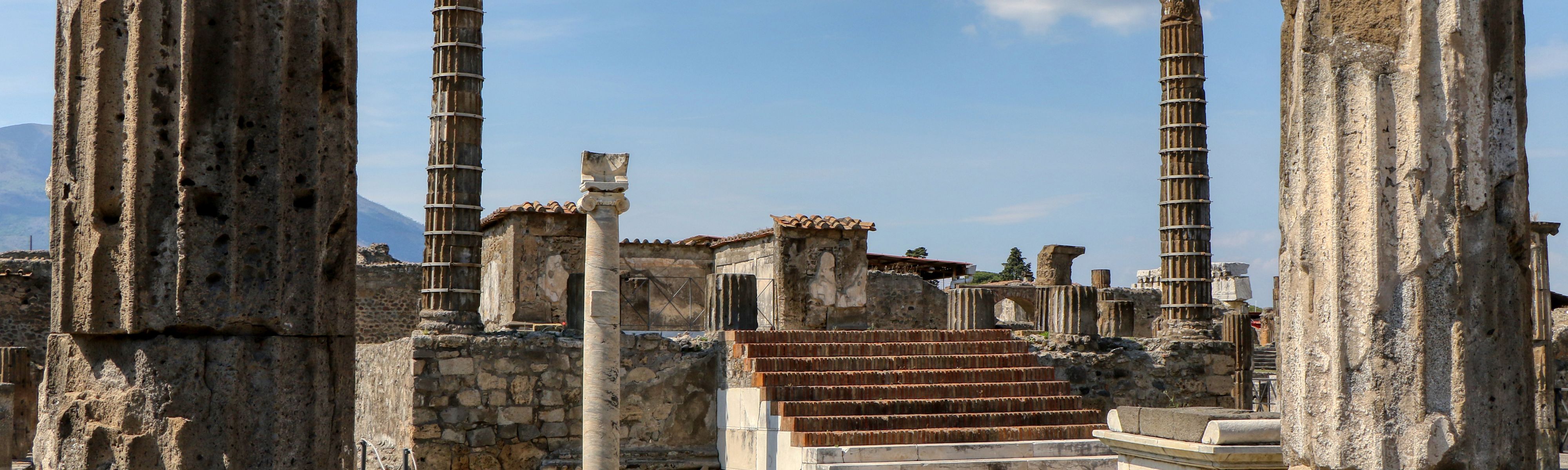 ancient ruins pillars in pompeii italy 