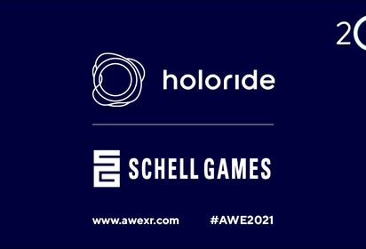 holoride and Schell Games logo on blue screen