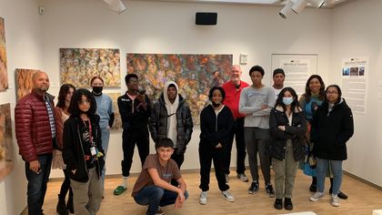 Students visiting Dr. Boger's photography exhibit