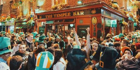 Dubin on St. Paddy's Day outside the Temple Bar