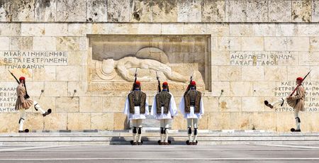 Changing of the guard in Syntagma Square. Athens, Greece.