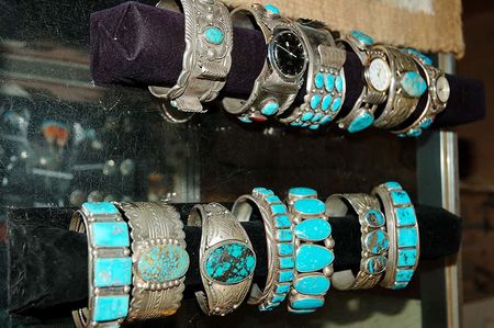 Navajo jewelry for sale at a trading post near the Grand Canyon