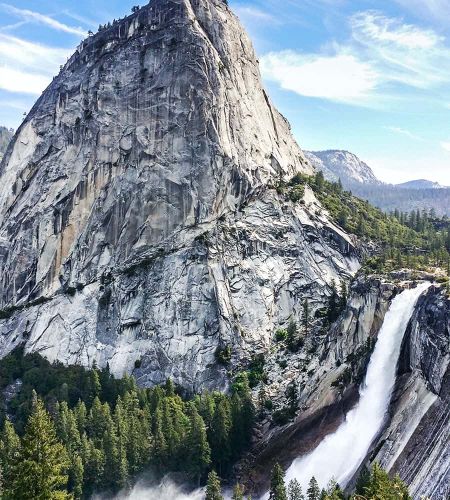 View of Nevada Fall in Yosemite National Park, from John Muir Trail.