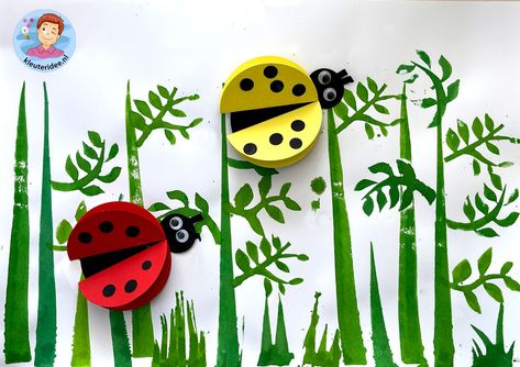 lieveheersbeestjes knutselen met kleuters, thema insecten, ladybugs craft kindergarten, kleuteridee