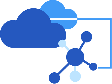 Illustration of blue clouds linking to technology