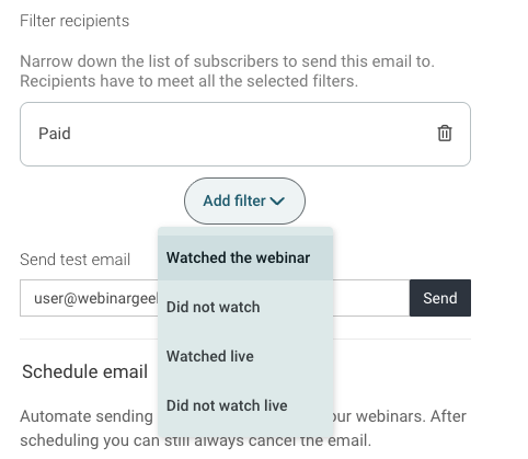 Image showing email filters