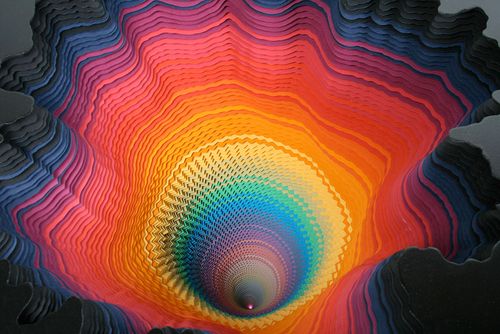 Colourful vortex with gradual distillation of one colour into another