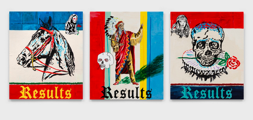 Wes Lang's artwork, three images in a row, read 'Results'